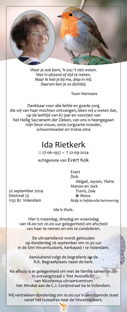 Mevr. I. Rietkerk - Nieuw-Volendam